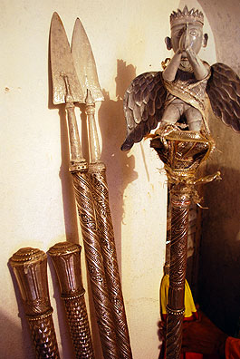 Armaments to escort the deity of Panchetgarh during the procession of �Rasyatra' Photo: Arindam Bhowmik
