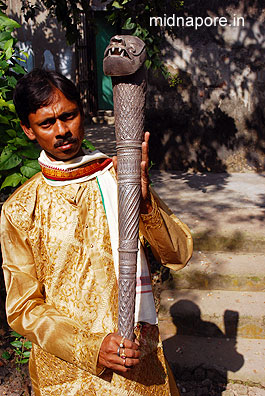 Armaments to escort the deity of Panchetgarh during the procession of �Rasyatra' Photo: Arindam Bhowmik